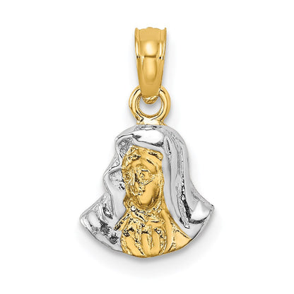 14K Gelb & Rhodium mit Mary Mutter Of Jesus Charm
