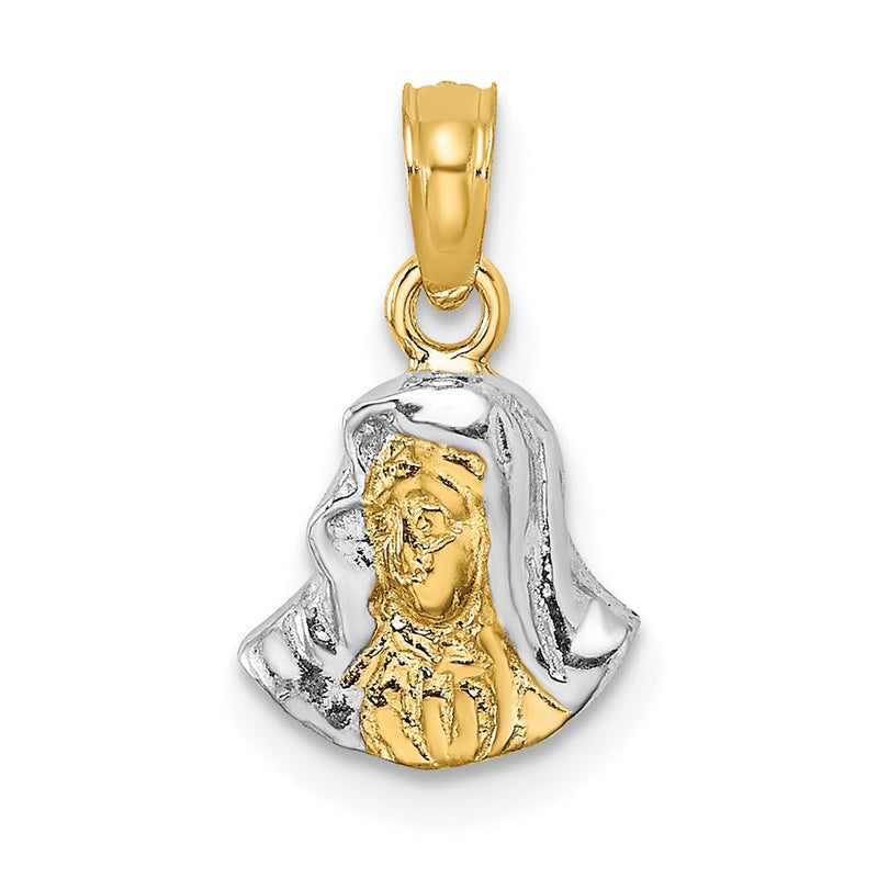 14K Gelb & Rhodium mit Mary Mutter Of Jesus Charm