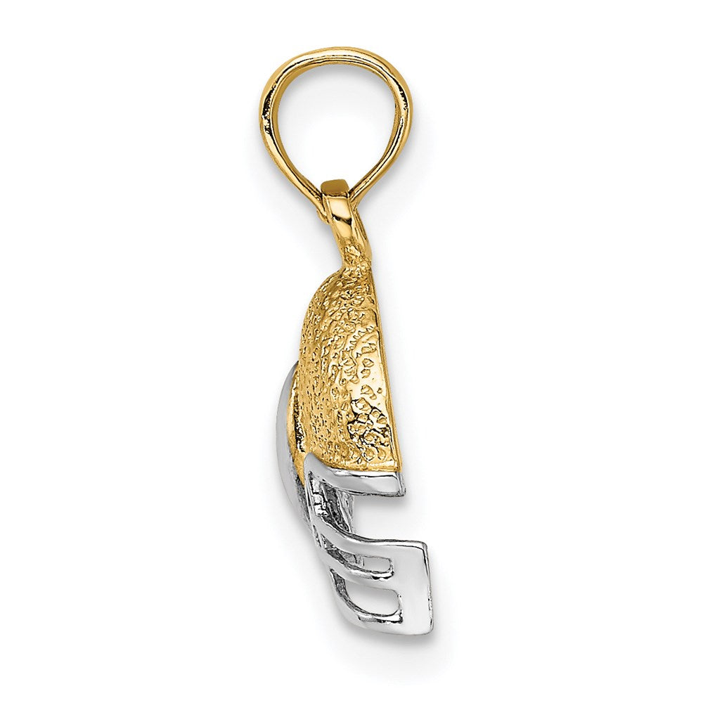 14K Gelb & Rhodium mit Rhodium Football Helm Charm