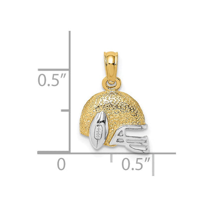 14K Gelb & Rhodium mit Rhodium Football Helm Charm