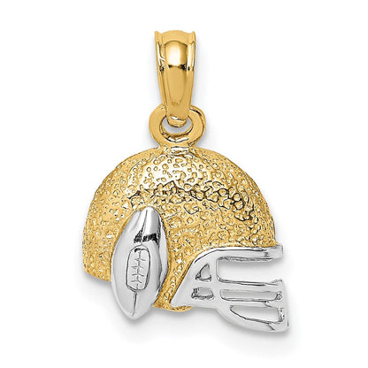 14K Gelb & Rhodium mit Rhodium Football Helm Charm