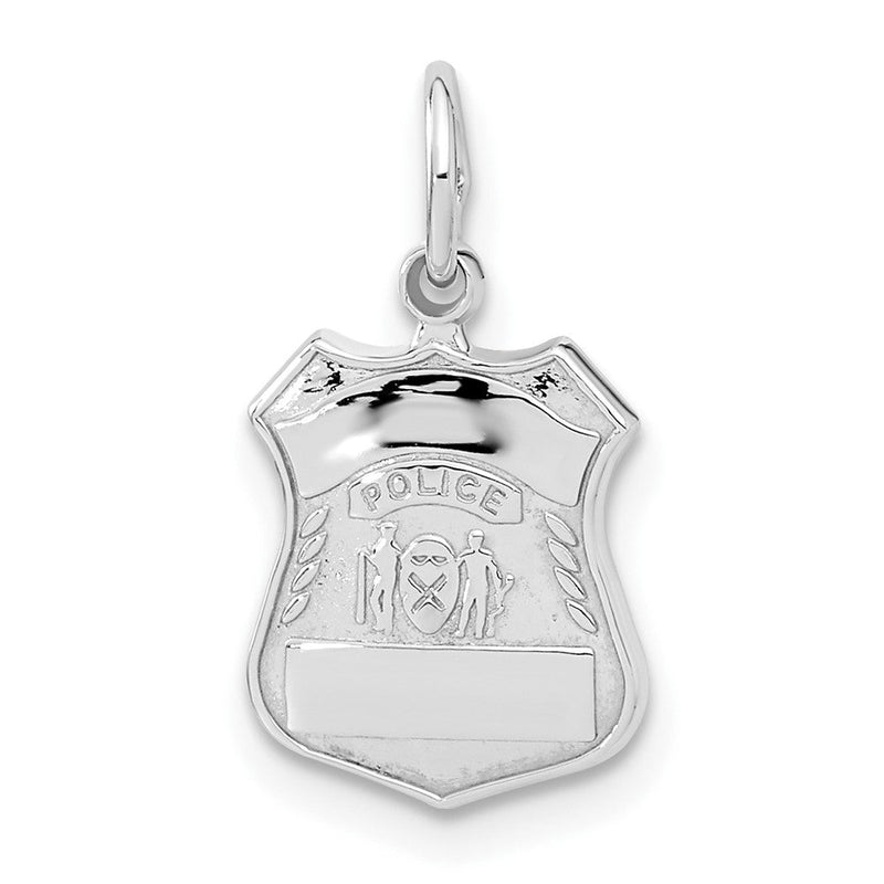 14K Weißgold Polizeimarke-Charm