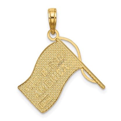 14 Karat Gelb- und Rhodiumgold mit Rhodium-Amerikanische-Flagge-Charm
