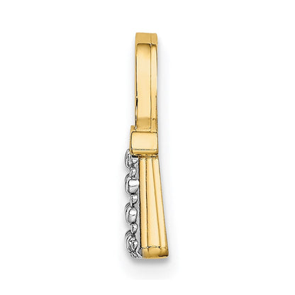 14K Gelb & Rhodium mit Strukturiert und Poliert Purse Charm