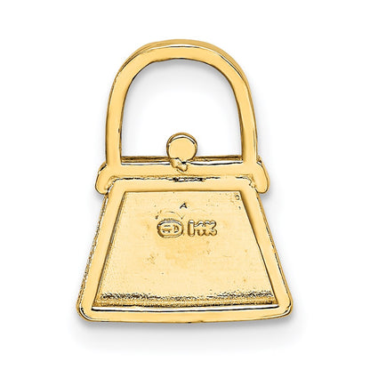 14K Gelb & Rhodium mit Strukturiert und Poliert Purse Charm