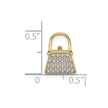 14K Gelb & Rhodium mit Strukturiert und Poliert Purse Charm