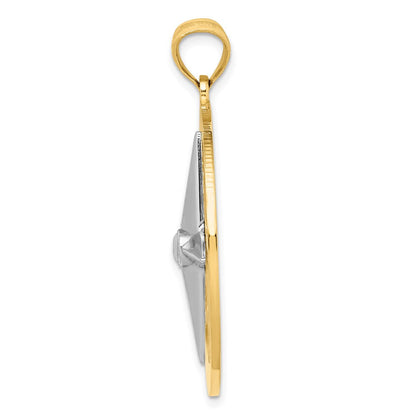 14K Bicolor-Gold Nautischer Kompass Charm mit weißer Nadel