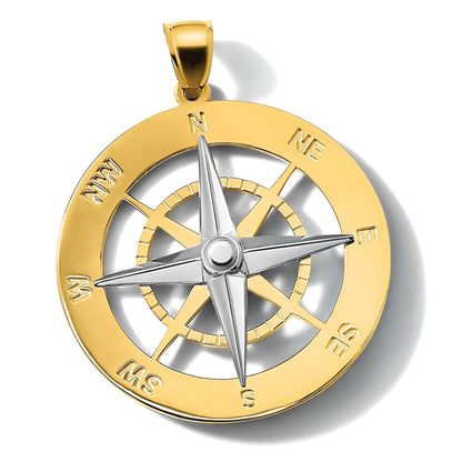 14K Bicolor-Gold Nautischer Kompass Charm mit weißer Nadel