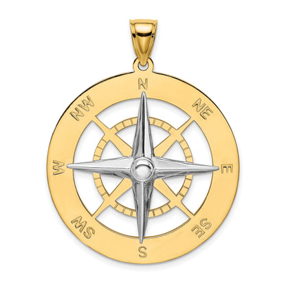14K Bicolor-Gold Nautischer Kompass Charm mit weißer Nadel