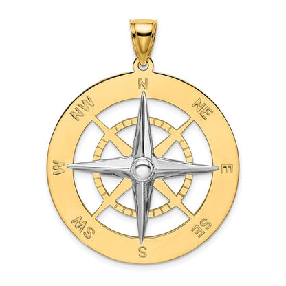14K Bicolor-Gold Nautischer Kompass Charm mit weißer Nadel