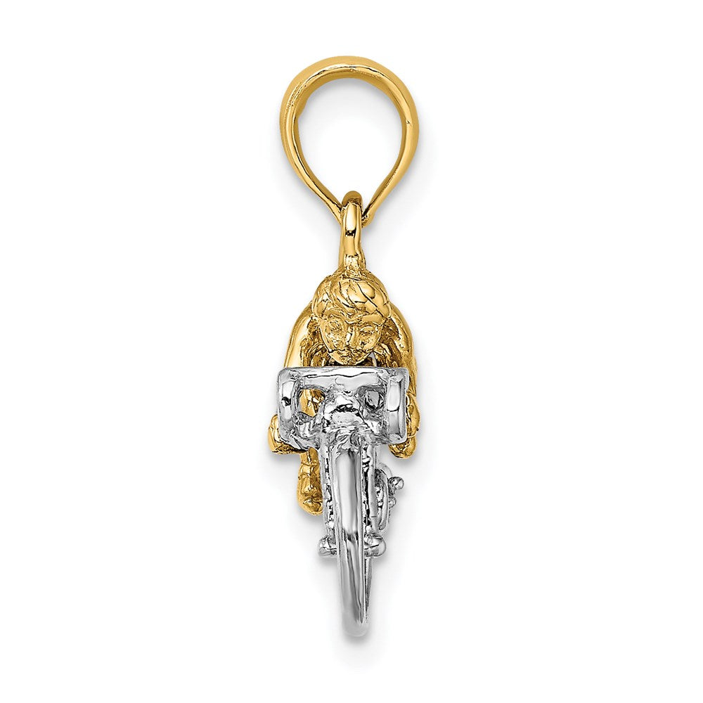 14K Bicolor Gold 3-D Fahrrad-Charm mit Fahrer