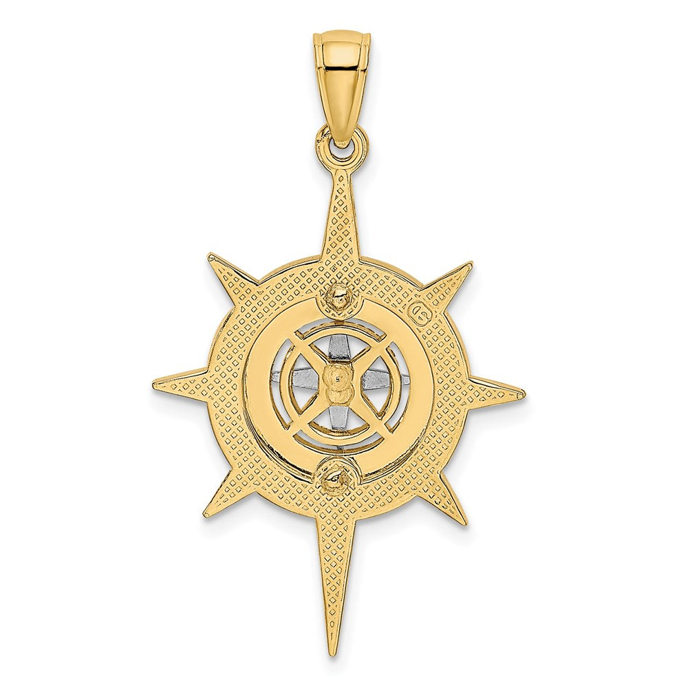 14K Bicolor-Gold Stern-Charm mit Nautik-Kompass