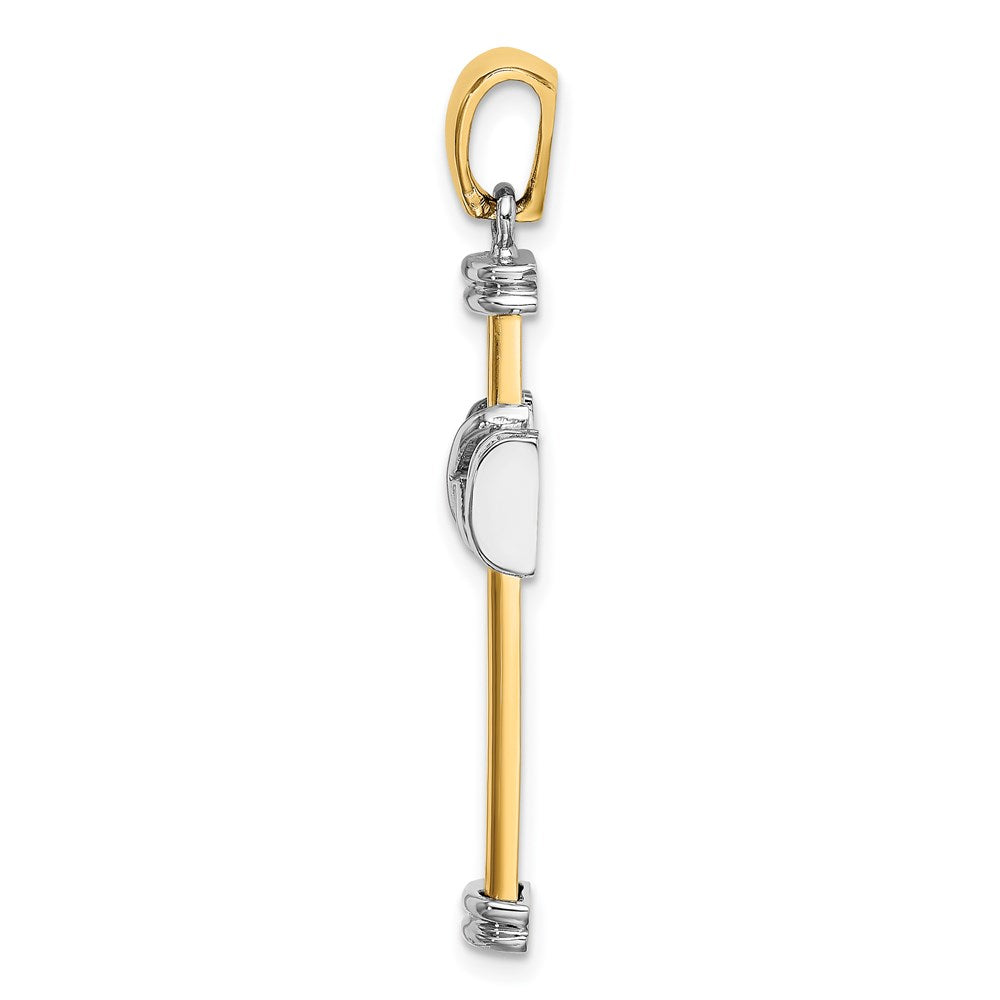 14K Bicolor Gold Polierter Kreuz-Charm