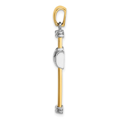 14K Bicolor Gold Polierter Kreuz-Charm