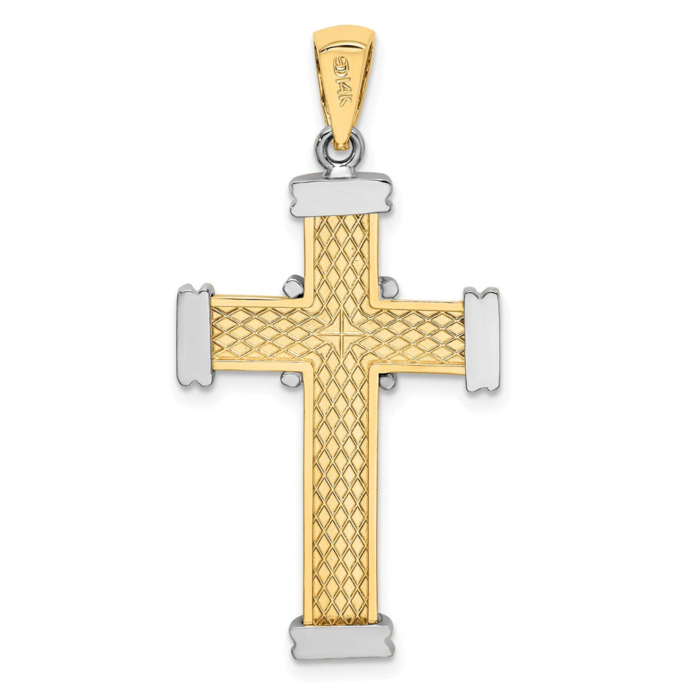 14K Bicolor Gold Polierter Kreuz-Charm