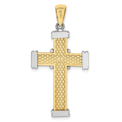 14K Bicolor Gold Polierter Kreuz-Charm
