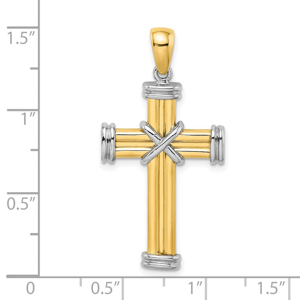 14K Bicolor Gold Polierter Kreuz-Charm