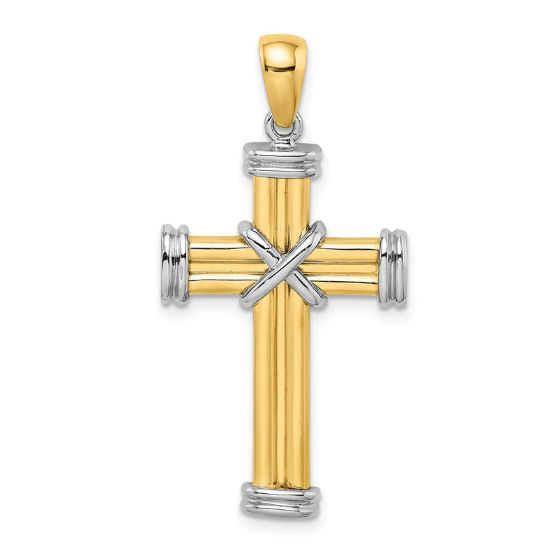 14K Bicolor Gold Polierter Kreuz-Charm