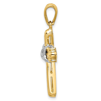 14K Bicolor Gold Bicolor Gold Polierter Kreuz-X-Center-Design-Charm