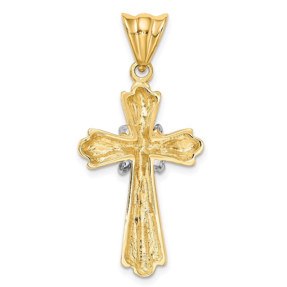 14K Bicolor Gold Bicolor Gold Polierter Kreuz-X-Center-Design-Charm