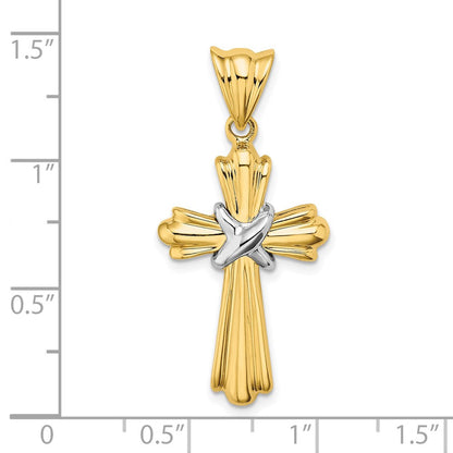 14K Bicolor Gold Bicolor Gold Polierter Kreuz-X-Center-Design-Charm