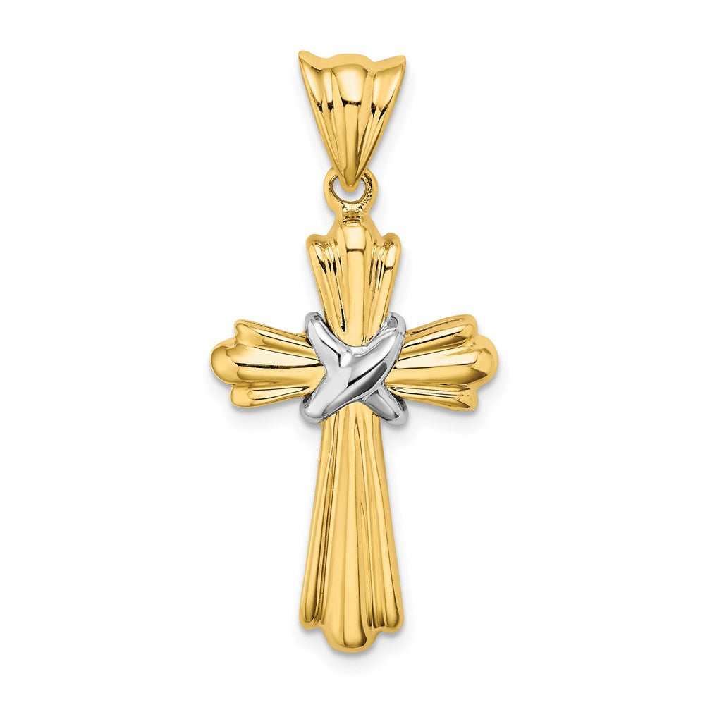 14K Bicolor Gold Bicolor Gold Polierter Kreuz-X-Center-Design-Charm