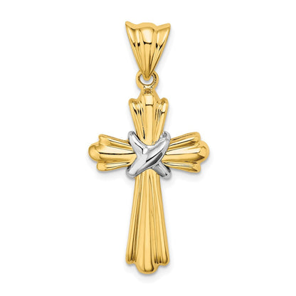 14K Bicolor Gold Bicolor Gold Polierter Kreuz-X-Center-Design-Charm