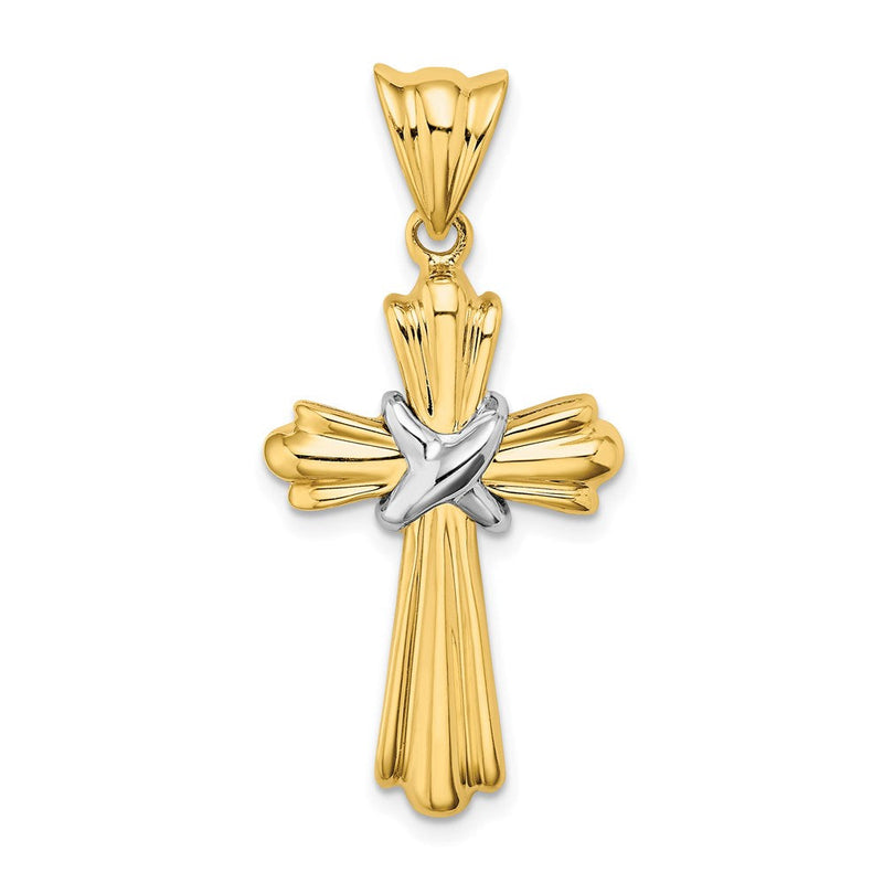 14K Bicolor Gold Bicolor Gold Polierter Kreuz-X-Center-Design-Charm
