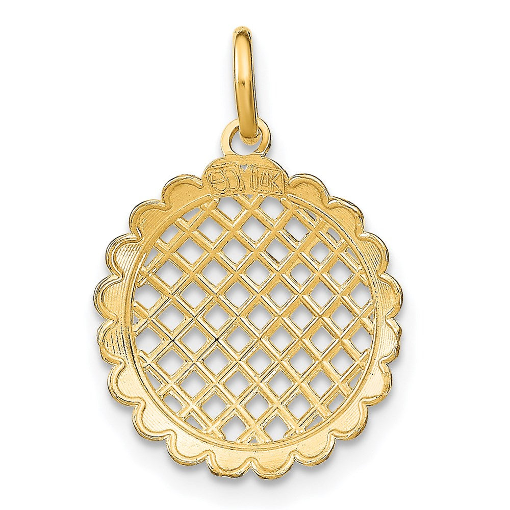 14K Gelb & Rhodium mit Rhodium Diamantiert Sonnenblume Anhänger Charm
