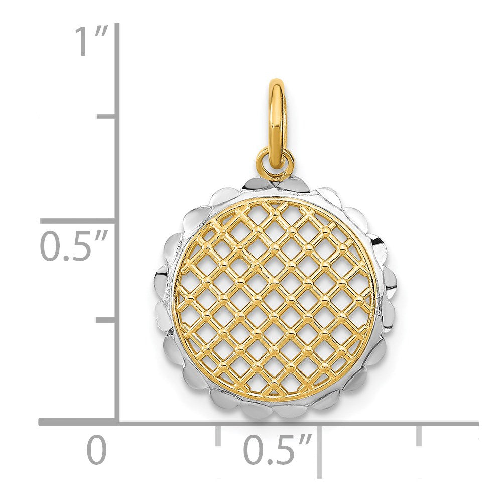 14K Gelb & Rhodium mit Rhodium Diamantiert Sonnenblume Anhänger Charm