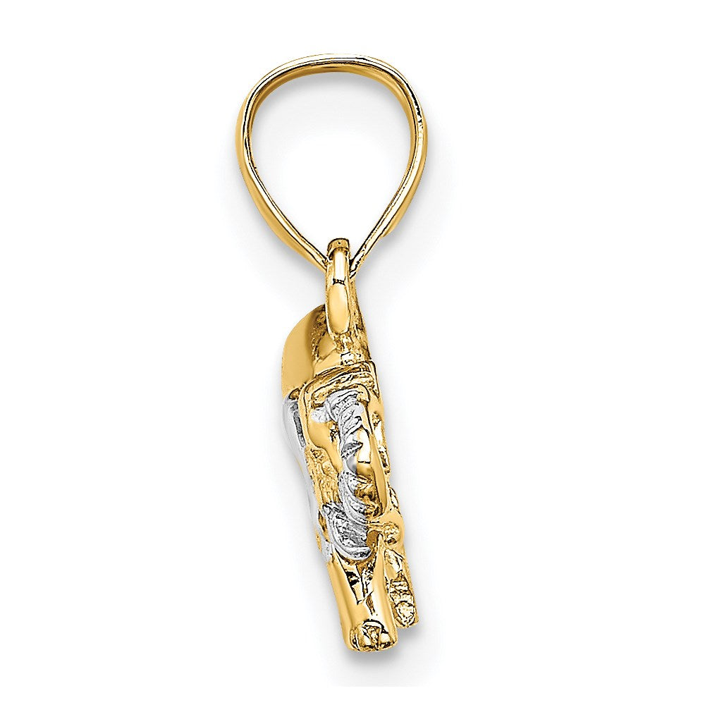14K Gelb & Rhodium mit Klein Elefant Charm