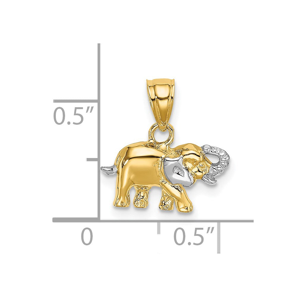 14K Gelb & Rhodium mit Klein Elefant Charm