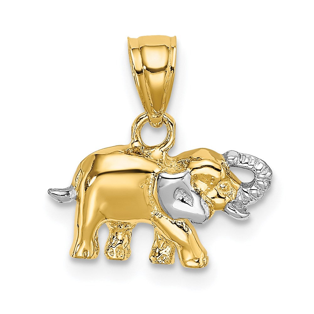 14K Gelb & Rhodium mit Klein Elefant Charm