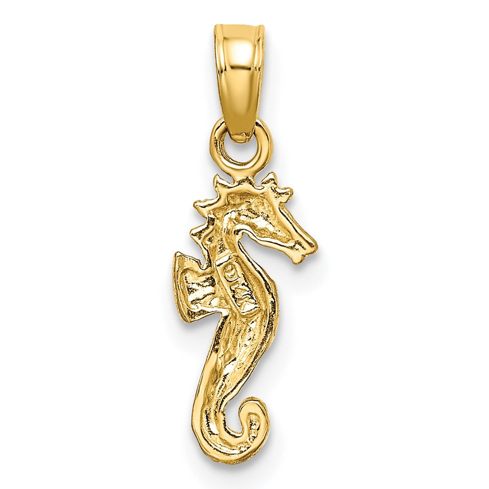 14K Gelb & Rhodium mit Weiß Seepferdchen Charm