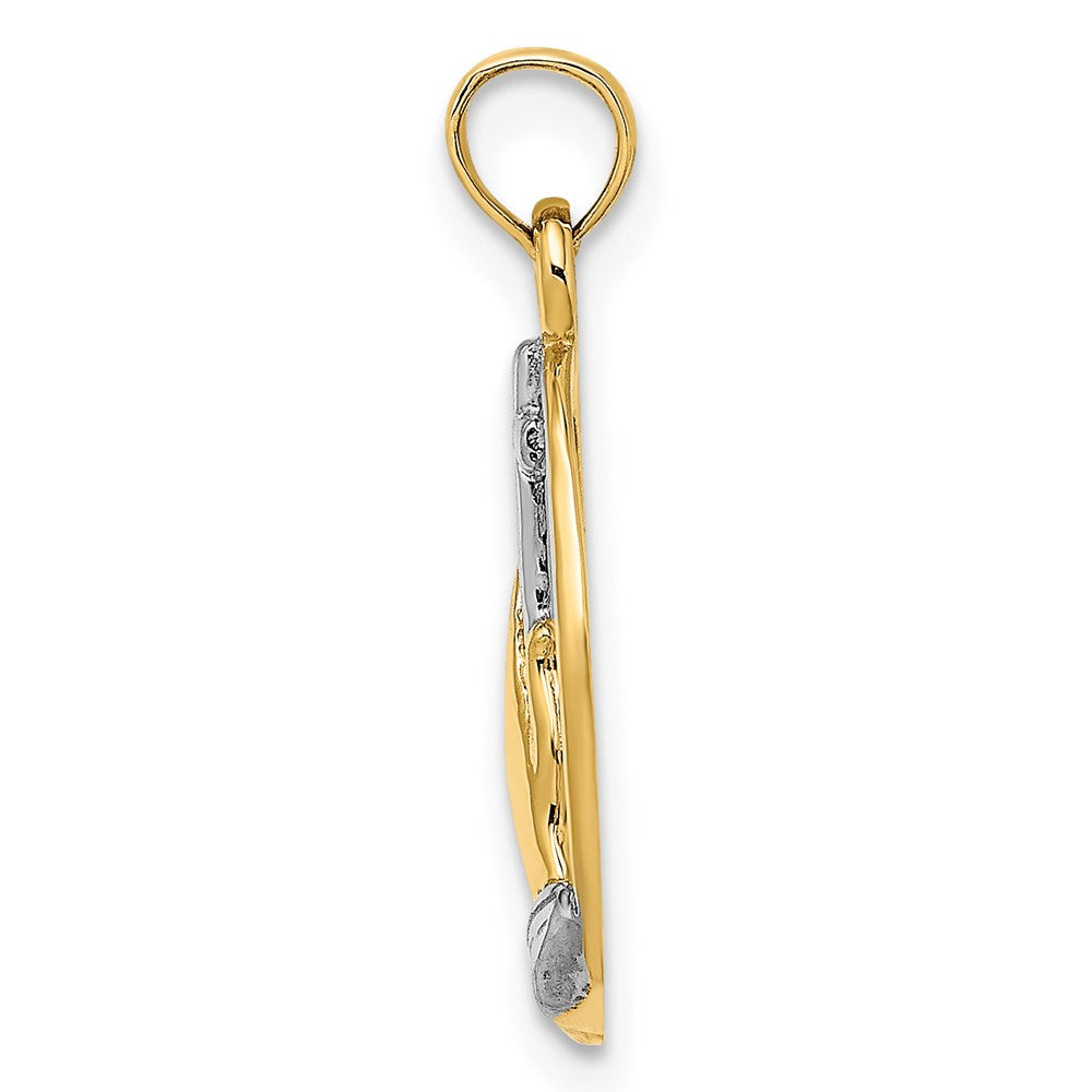 14K Gelb & Rhodium mit Betend Hands und Kreuz Charm