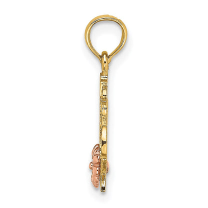 14K Bicolor #1 Oma mit Blume Charm