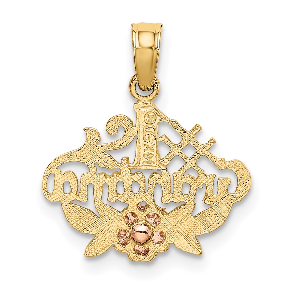 14K Bicolor #1 Oma mit Blume Charm
