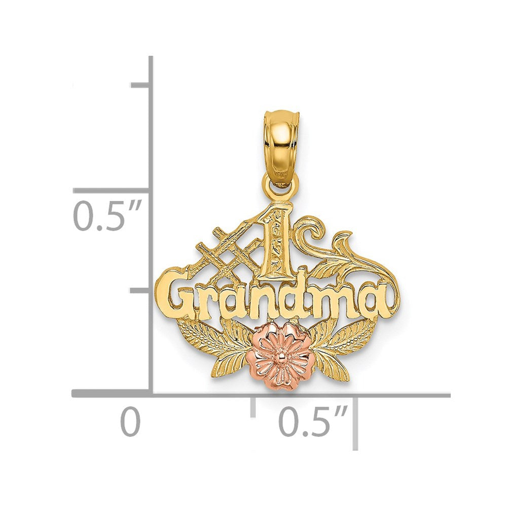 14K Bicolor #1 Oma mit Blume Charm