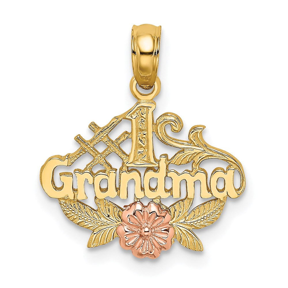 14K Bicolor #1 Oma mit Blume Charm