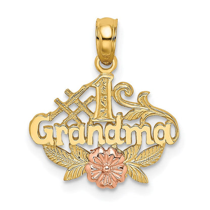 14K Bicolor #1 Oma mit Blume Charm