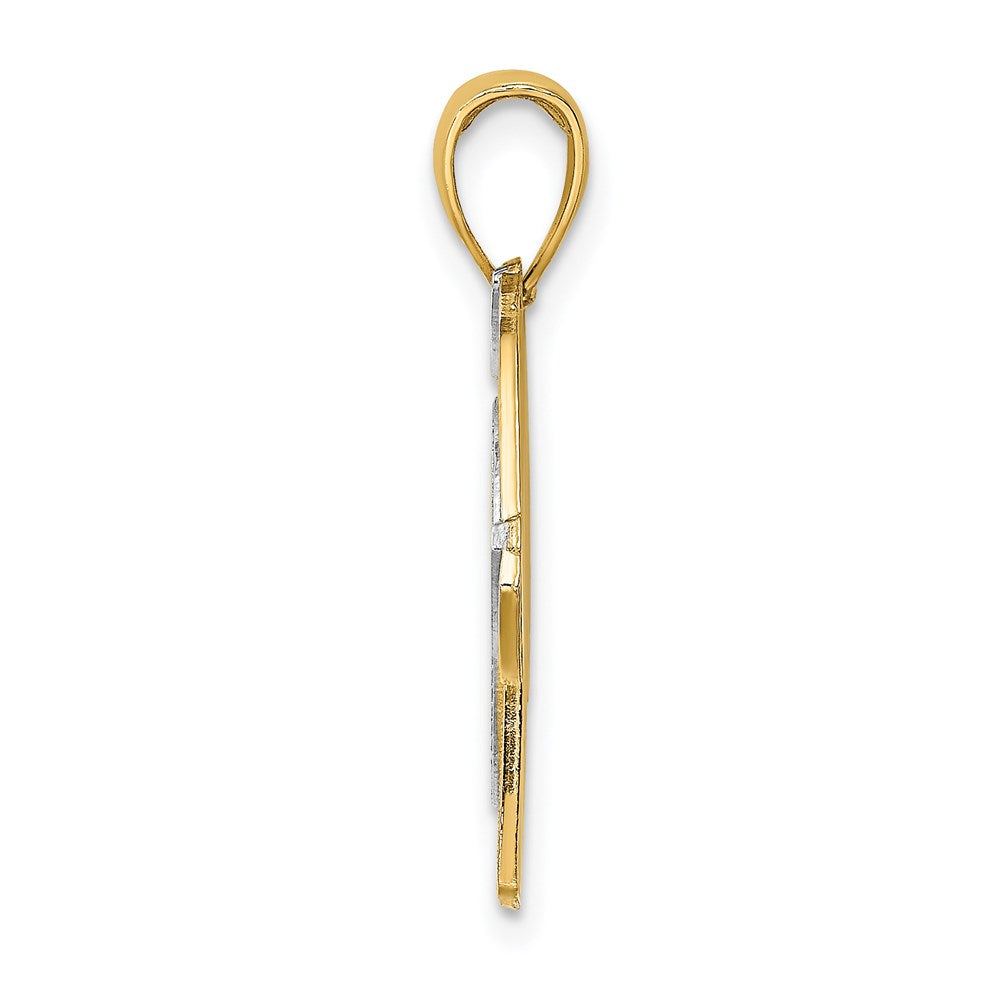 14K Gelb- & Rhodiumgold mit Rhodium US-Marine-Corps-T-Shirt-Charm