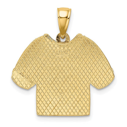 14K Gelb- & Rhodiumgold mit Rhodium US-Marine-Corps-T-Shirt-Charm