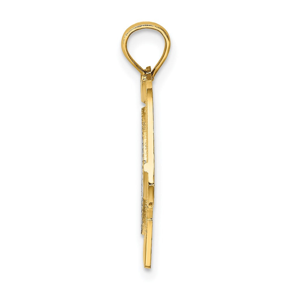 14K Gelb- und Rhodiumgold mit Rhodium US-Navy-T-Shirt-Charm