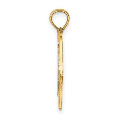 14K Gelb- und Rhodiumgold mit Rhodium US-Navy-T-Shirt-Charm
