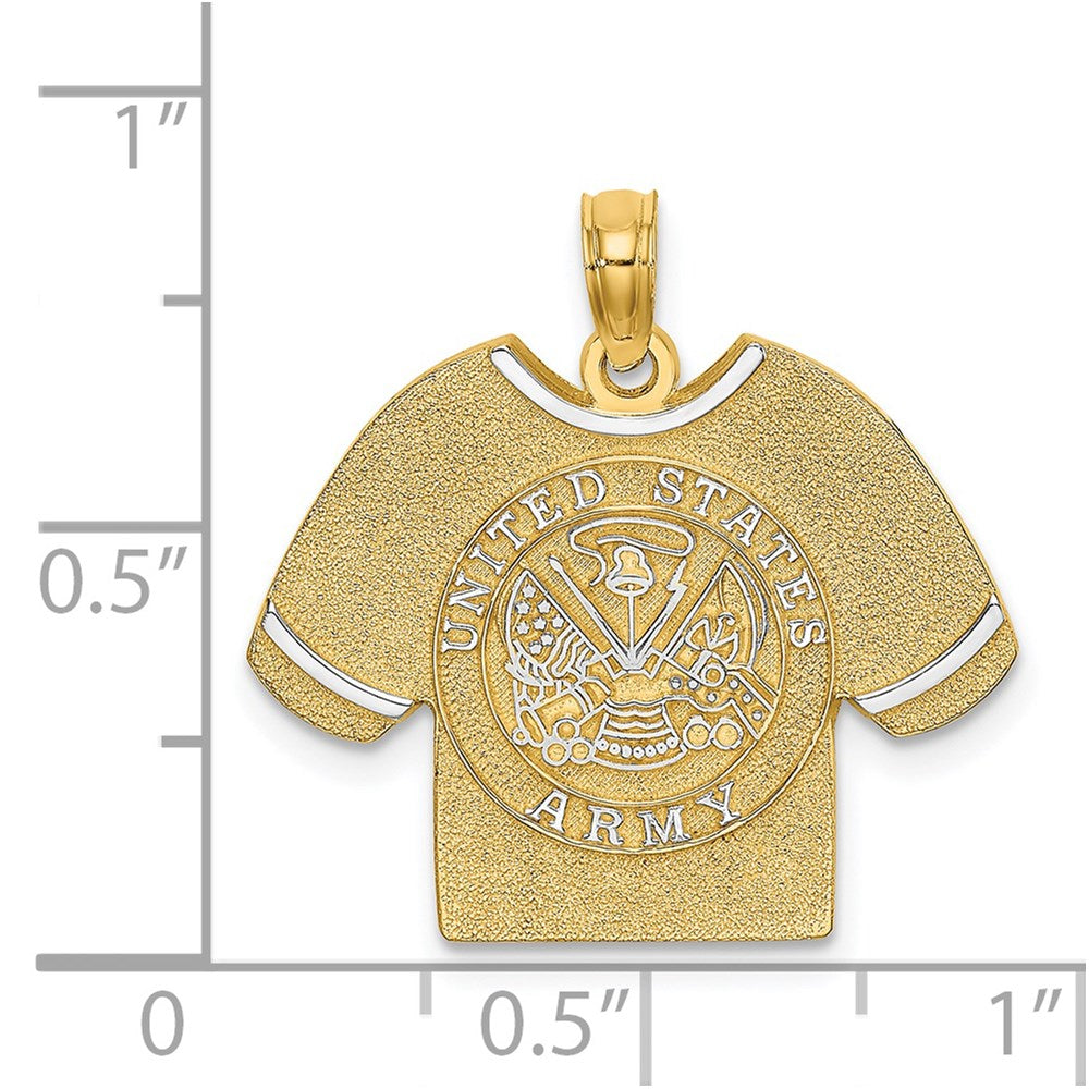 14K Gelb- und Rhodiumgold mit Rhodium US-ARMY-T-Shirt-Charm