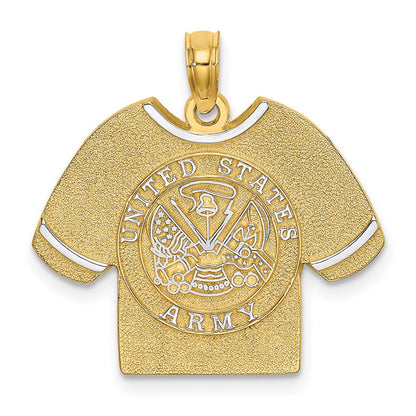 14K Gelb- und Rhodiumgold mit Rhodium US-ARMY-T-Shirt-Charm