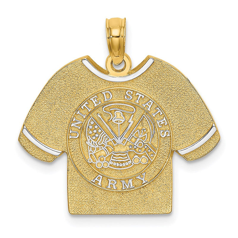 14K Gelb- und Rhodiumgold mit Rhodium US-ARMY-T-Shirt-Charm