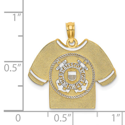 14 Karat Gelbgold & Roségold mit Rhodium US COAST GUARD T-Shirt-Charm