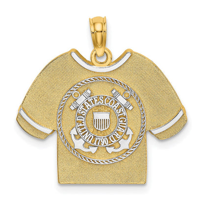 14 Karat Gelbgold & Roségold mit Rhodium US COAST GUARD T-Shirt-Charm