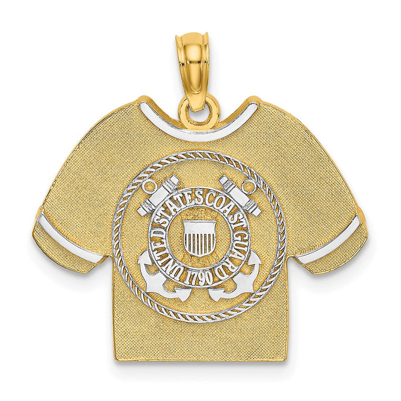 14 Karat Gelbgold & Roségold mit Rhodium US COAST GUARD T-Shirt-Charm